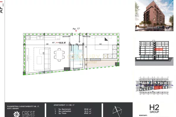 Apartment for sale in Tirana 1+1, Emty