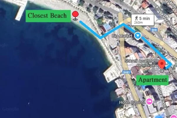 Shtepi ne shitje Apartament ne Sarande, 2+1, Mobilimi E mobiluar, Pagesa 220,000  Euro.