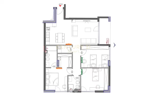 Shtepi ne shitje Apartament ne Tirane, 3+1, Mobilimi Bosh, pa mobiluar, Pagesa 489,510  Euro.