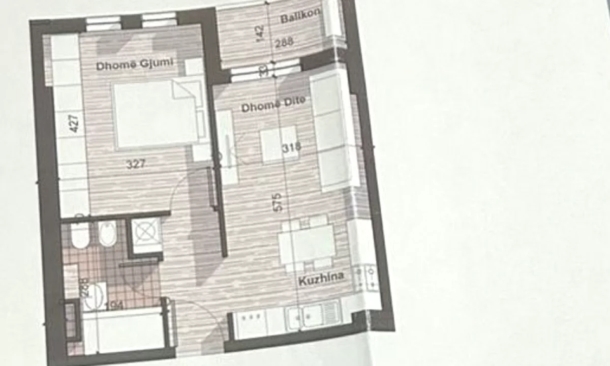 Shtepi ne shitje Apartament ne Tirane, 1+1, Mobilimi Bosh, pa mobiluar, Pagesa 77,000  Euro.