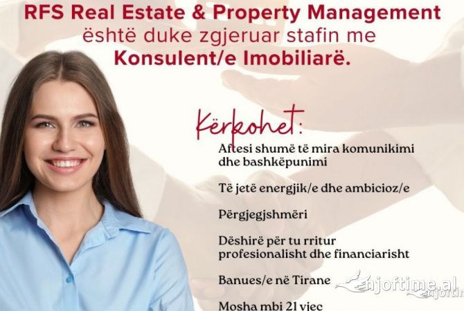 Njoftime Pune per Konsulent Imobiliar ne Tirane