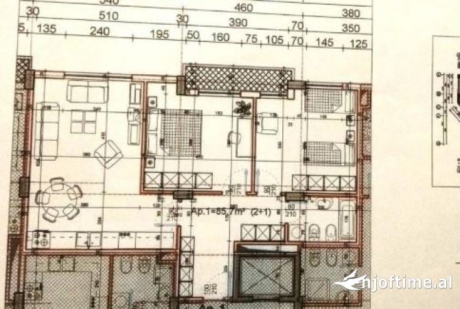 Shtepi ne shitje Apartament ne Tirane, 2+1, Mobilimi Bosh, pa mobiluar, Pagesa 83,000  Euro.