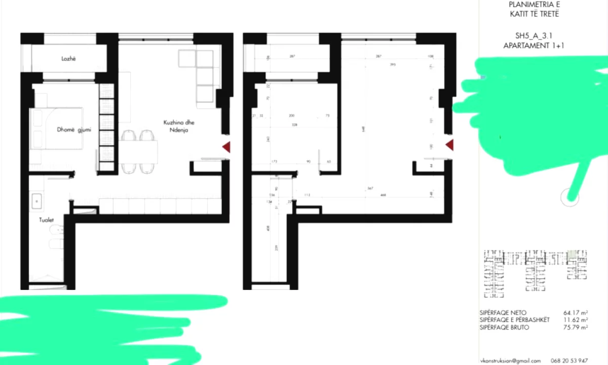 Shtepi ne shitje Apartament ne Tirane, 1+1, Mobilimi Bosh, pa mobiluar, Pagesa 117,000  Euro.