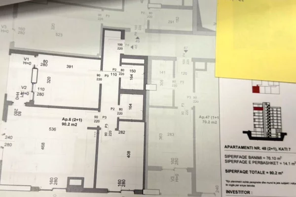 Shtepi ne shitje Apartament ne Tirane, 2+1, Mobilimi Bosh, pa mobiluar, Pagesa 80,750  Euro.