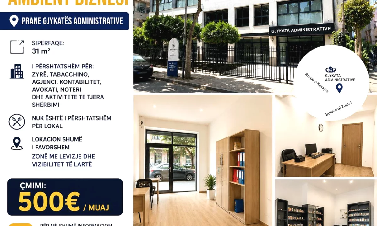 🏢 Jepet me Qera Ambient Biznesi ne Laprake 📍 Prane Gjykates Administrative, 500 mije leke