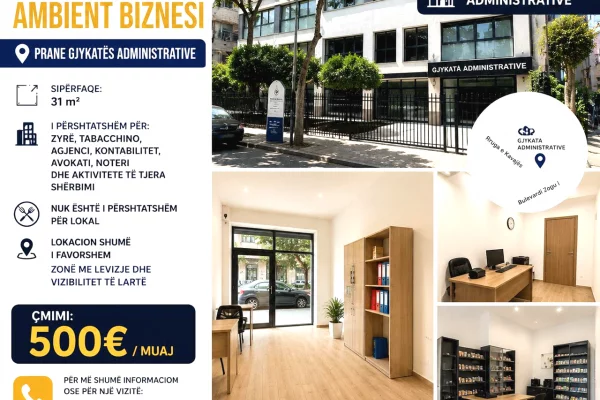 Ambient biznesi me qera 1+1 ne Tirane - 500 Euro