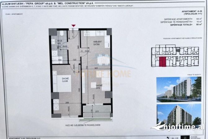 Appartamento in vendita a Tirana 1+1, Vuoto