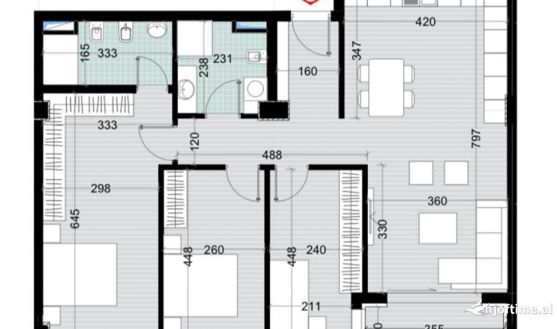 Shtepi ne shitje Apartament ne Tirane, 3+1, Mobilimi Bosh, pa mobiluar, Pagesa 133,200  Euro.