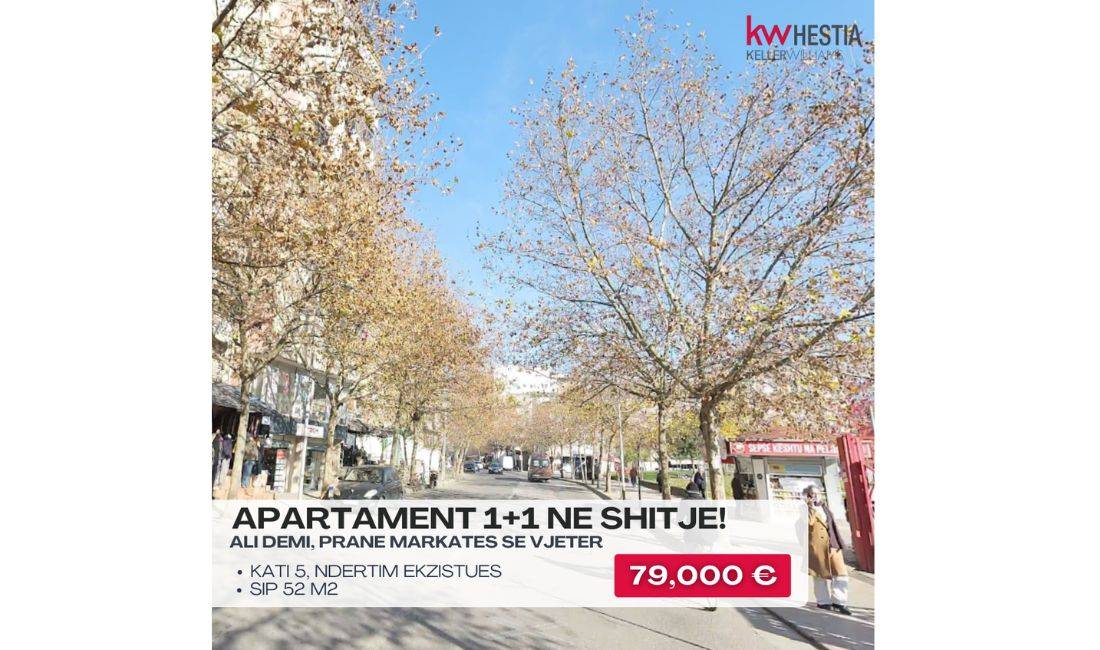 Shtepi ne shitje Apartament ne Tirane, 1+1, Mobilimi Bosh, pa mobiluar, Pagesa 79,000  Euro.