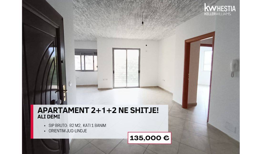 Shtepi ne shitje Apartament ne Tirane, 2+1, Mobilimi Bosh, pa mobiluar, Pagesa 135,000  Euro.