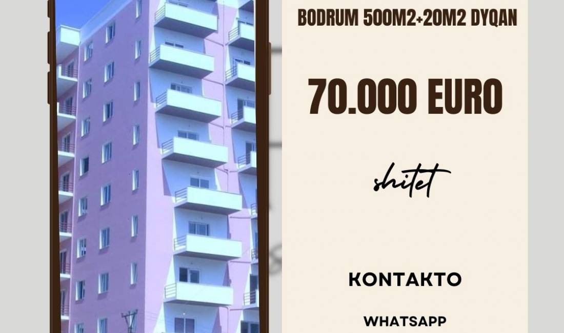 Shitet Bodrum 500 m2 dhe dyqan 20 m2. 70.000 euro