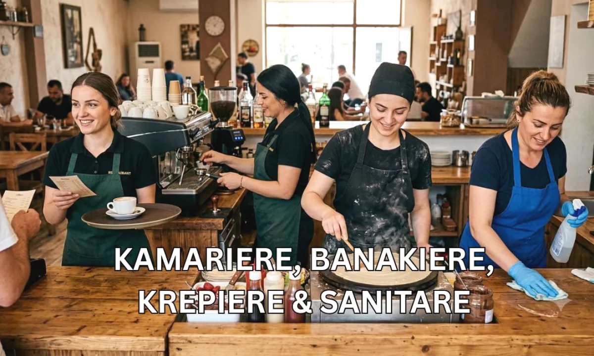 Job Offers in Tirana, Profession Kamariere, Banakiere, Krepiere & Sanitare , No Experience, Payment By Agreement.