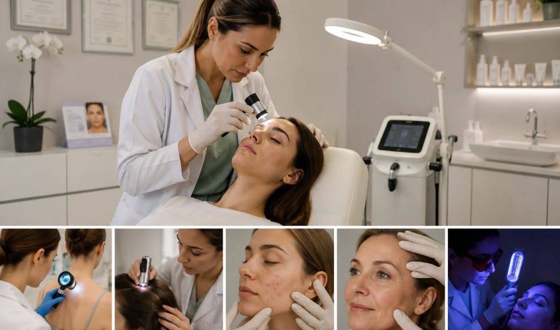 Klinika Dermatologjike-Estetike ofron Vizita Dermatologjike, Trikoskopi, Dermatoskopi, Trajtimin e akneve, Rrudhave, Renien e Flokeve etj.