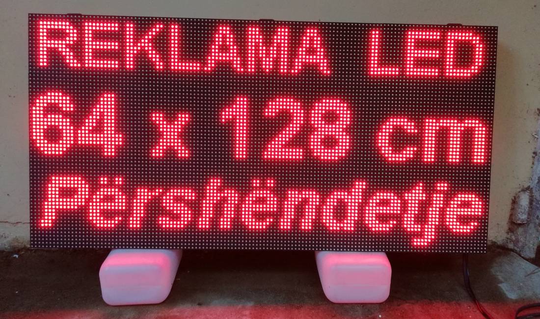 Ekran led per reklama te jashtme P10mm SMD e kuqe 64x128cm