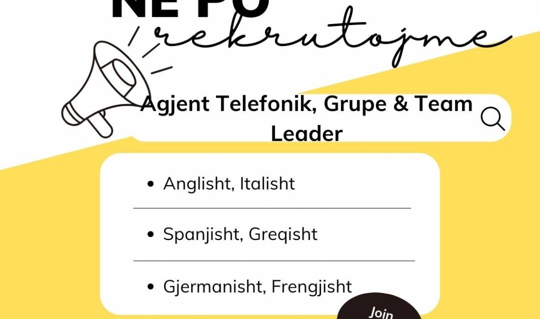 Job Offers in Tirana, Profession Agjent/e Telefonik, Team Leader & Grupe ne gjuhen Italiane🇮🇹, Angleze🇬🇧, Spanjolle🇪🇸, Gjermane🇳🇱, Frenge🇫🇷 & Greke.🇬🇷 dhe Team Leader , With experience, Payment 1,200  Euro.