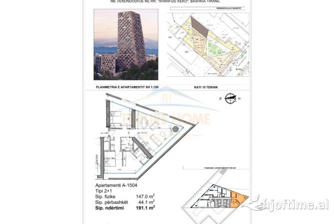 Shtepi ne shitje Apartament ne Tirane, 2+1, Mobilimi Bosh, pa mobiluar, Pagesa 234,000  Euro.