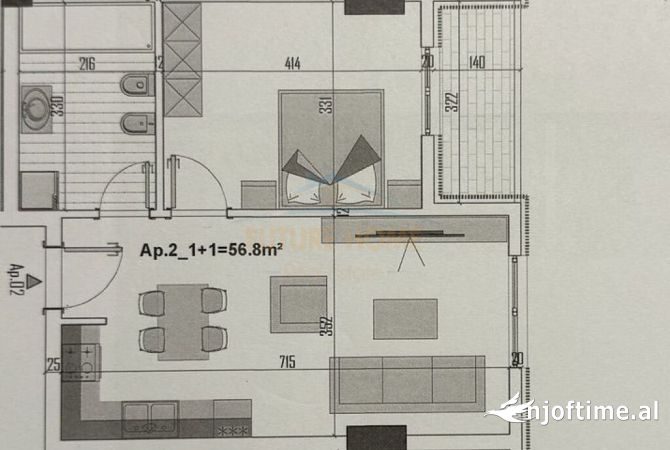 Shtepi ne shitje Apartament ne Tirane, 1+1, Mobilimi Bosh, pa mobiluar, Pagesa 79,404  Euro.