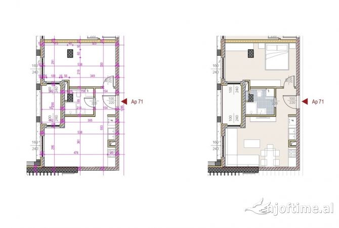 Shtepi ne shitje Apartament ne Tirane, 1+1, Mobilimi Bosh, pa mobiluar, Pagesa 343,500  Euro.