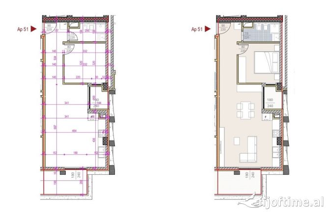 Shtepi ne shitje Apartament ne Tirane, 1+1, Mobilimi Bosh, pa mobiluar, Pagesa 343,500  Euro.
