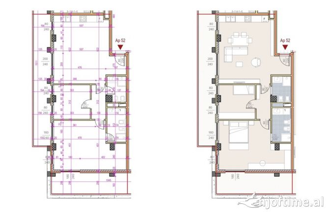 Shtepi ne shitje Apartament ne Tirane, 2+1, Mobilimi Bosh, pa mobiluar, Pagesa 710,800  Euro.