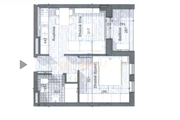 Shtepi ne shitje Apartament ne Tirane, 1+1, Mobilimi Bosh, pa mobiluar, Pagesa 73,000  Euro.