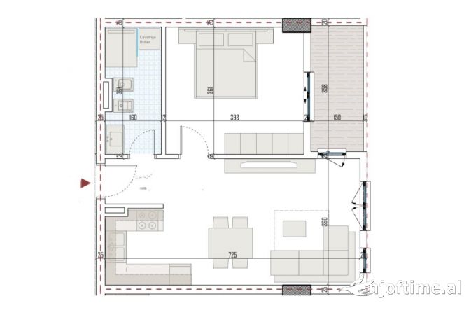 Shtepi ne shitje Apartament ne Tirane, 1+1, Mobilimi Bosh, pa mobiluar, Pagesa 66,400  Euro.