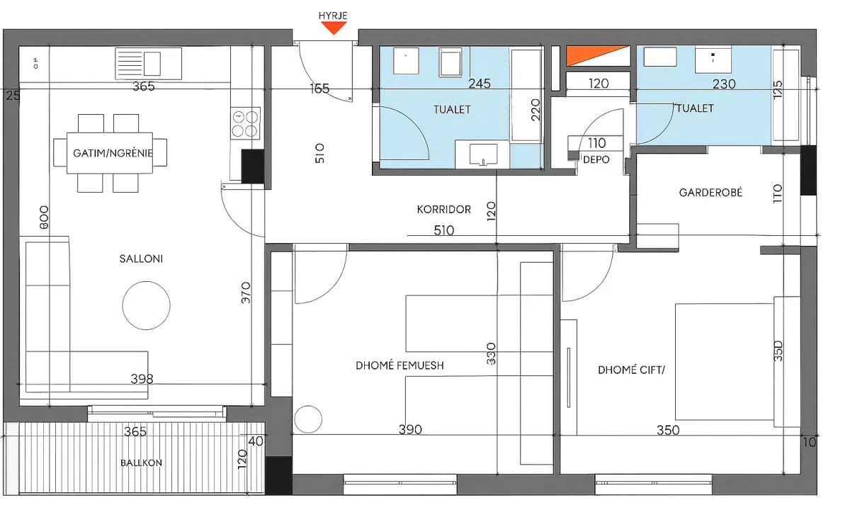 Apartment for sale in Tirana 2+1, Emty