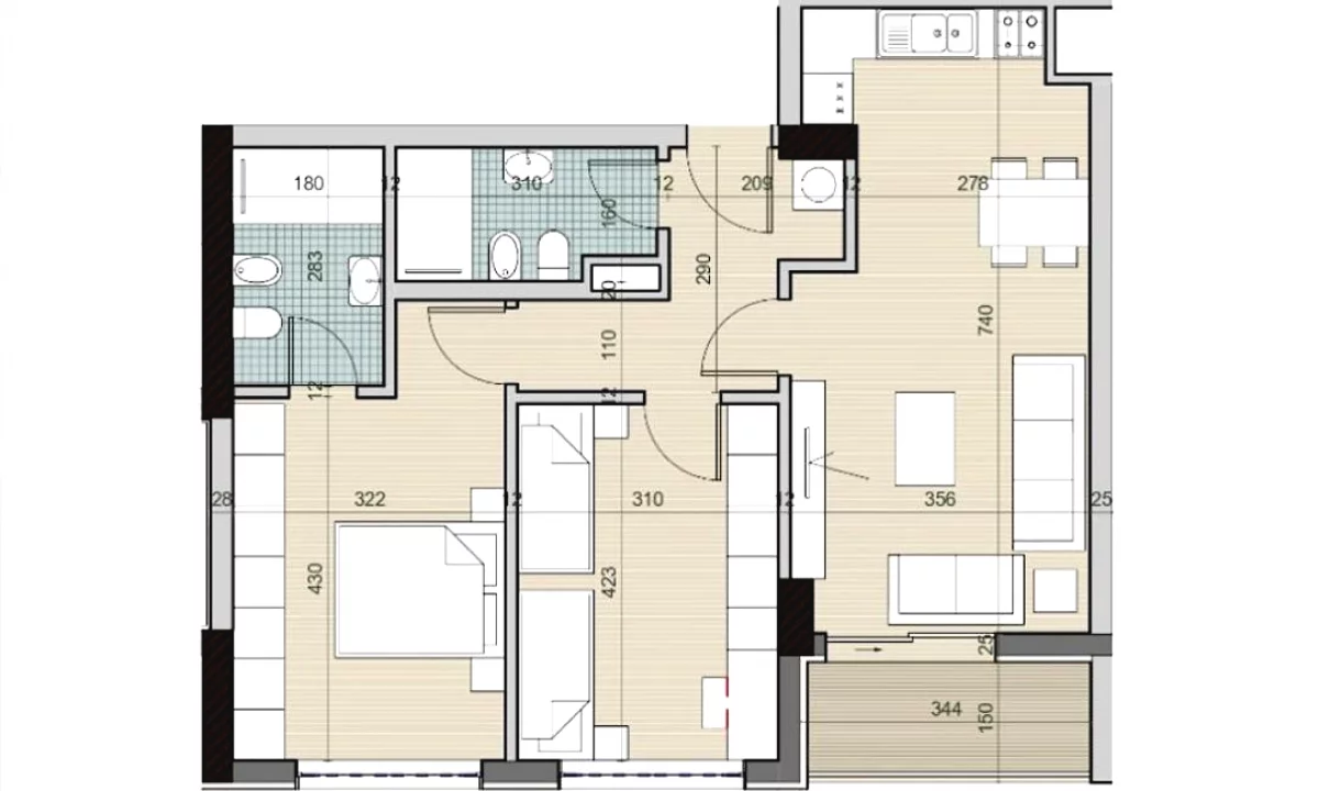 Apartment for sale in Tirana 2+1, Emty