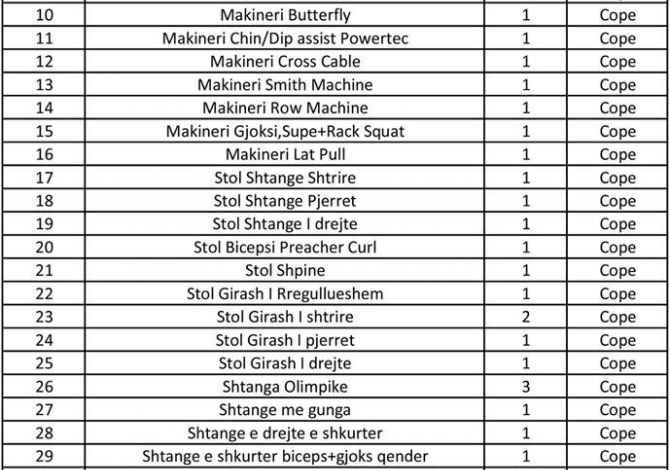 Attrezzature sportive e da palestrat a Tirana - 6,000 Euro