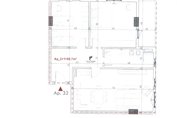 Shtepi ne shitje Apartament ne Tirane, 2+1, Mobilimi Bosh, pa mobiluar, Pagesa 113,000  Euro.