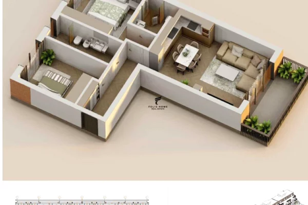 SHITET APARTAMENT 2+1+2 TEG, 212.400 EURO