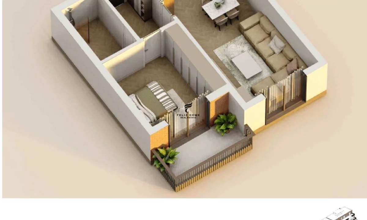 Shtepi ne shitje Apartament ne Tirane, 1+1, Mobilimi Bosh, pa mobiluar, Pagesa 152,800  Euro.