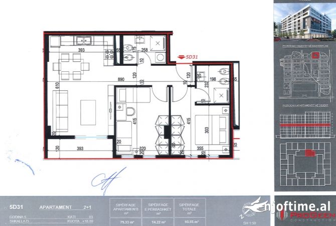 Shtepi ne shitje Apartament ne Tirane, 2+1, Mobilimi Bosh, pa mobiluar, Pagesa 93,000  Euro.