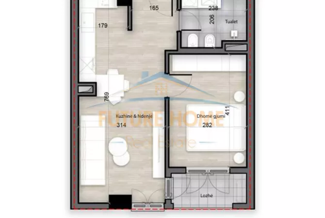 Apartment for sale in Tirana 1+1, Emty