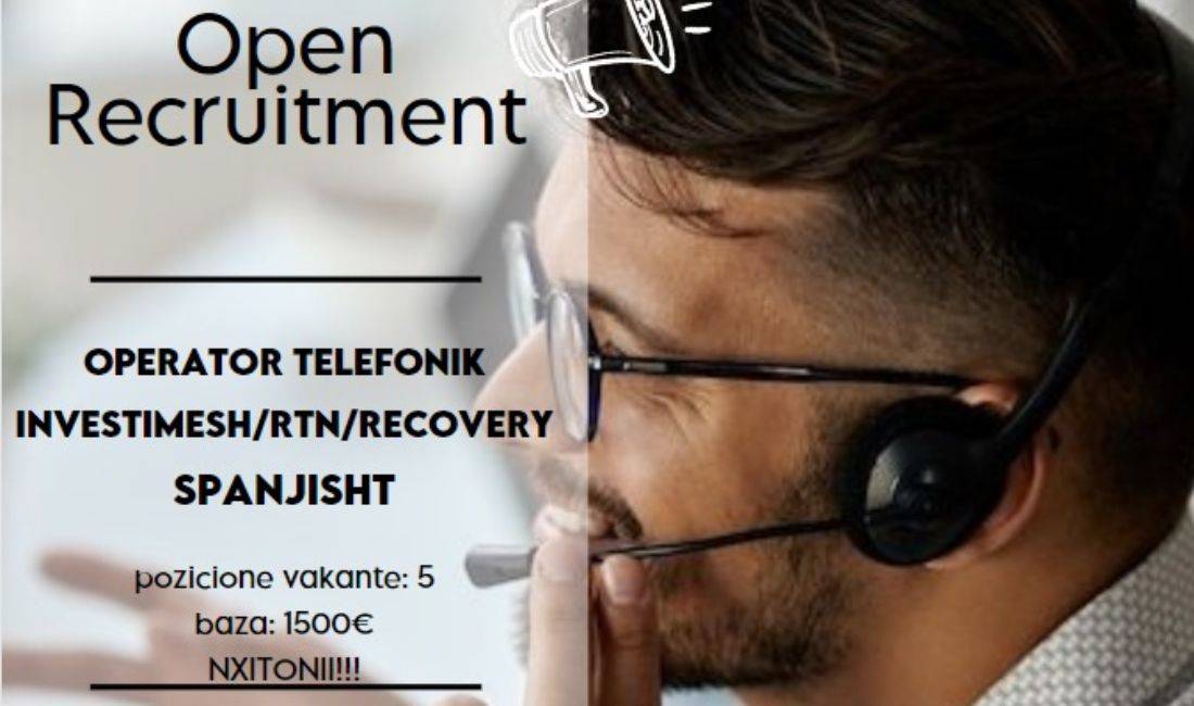 Job Offers in Tirana, Profession Retention, Retention Recovery & Back Office ne gjuhet Anglisht, Italisht, Gjermanisht, Spanjisht, Frengjisht, Greqisht , With experience, Payment 1,500  Euro.