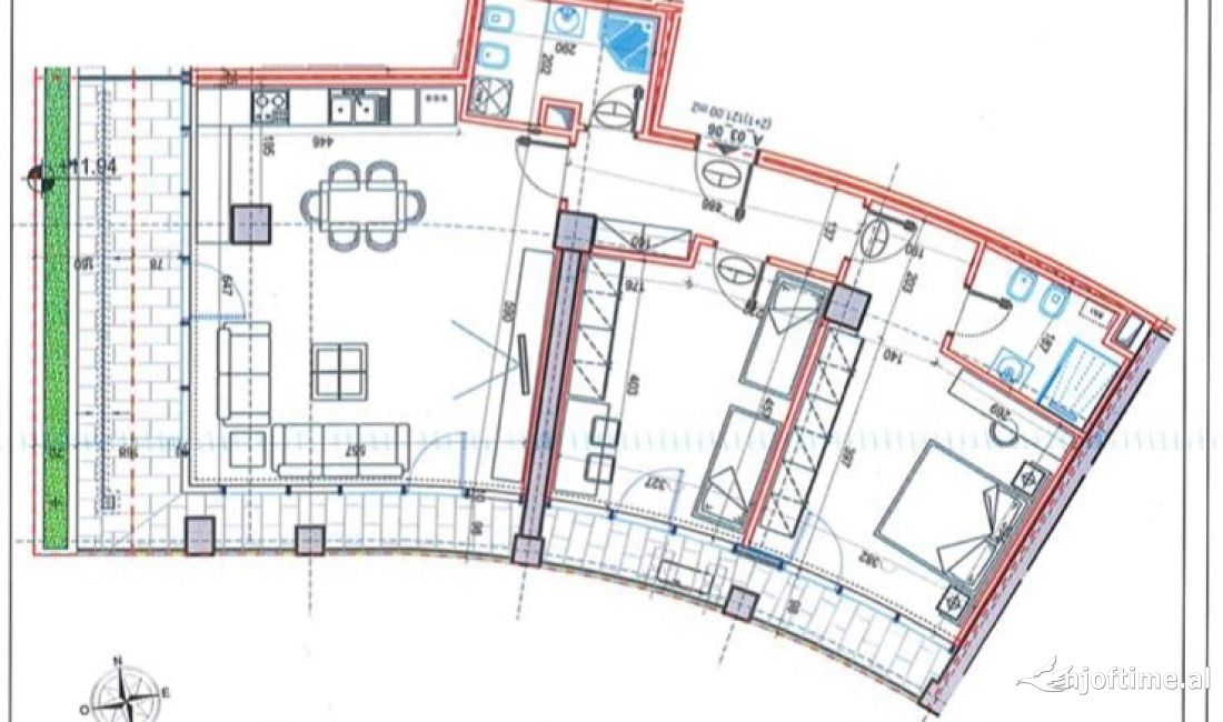 Tirane, jap me qera zyre Kati 3, 158m2 1.850 Euro (Lake View)