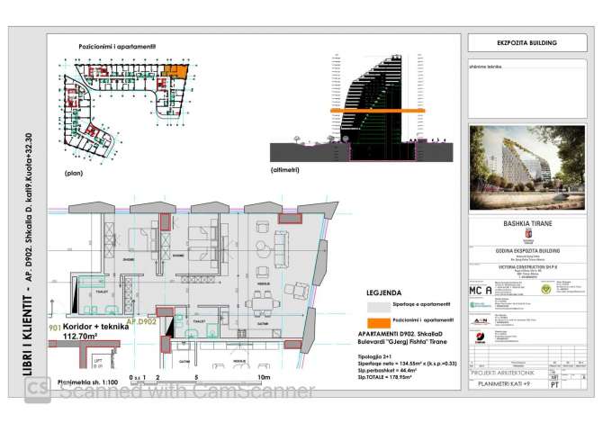 Shtepi ne shitje Apartament ne Tirane, 2+1, Mobilimi Bosh, pa mobiluar, Pagesa 572,640  Euro.
