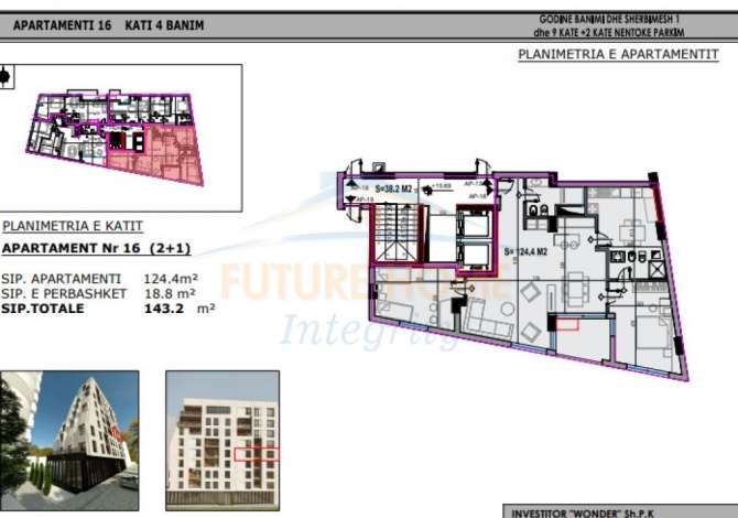 Shtepi ne shitje Apartament ne Tirane, 2+1, Mobilimi Bosh, pa mobiluar, Pagesa 544,160  Euro.
