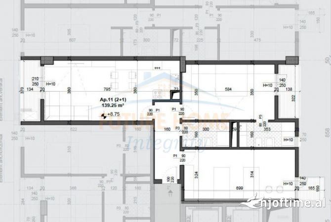Shtepi ne shitje Apartament ne Tirane, 2+1, Mobilimi Bosh, pa mobiluar, Pagesa 202,000  Euro.