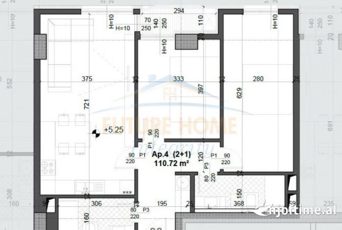 Shtepi ne shitje Apartament ne Tirane, 2+1, Mobilimi Bosh, pa mobiluar, Pagesa 160,500  Euro.