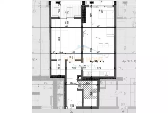 Shtepi ne shitje Apartament ne Tirane, 1+1, Mobilimi Bosh, pa mobiluar, Pagesa 182,000  Euro.