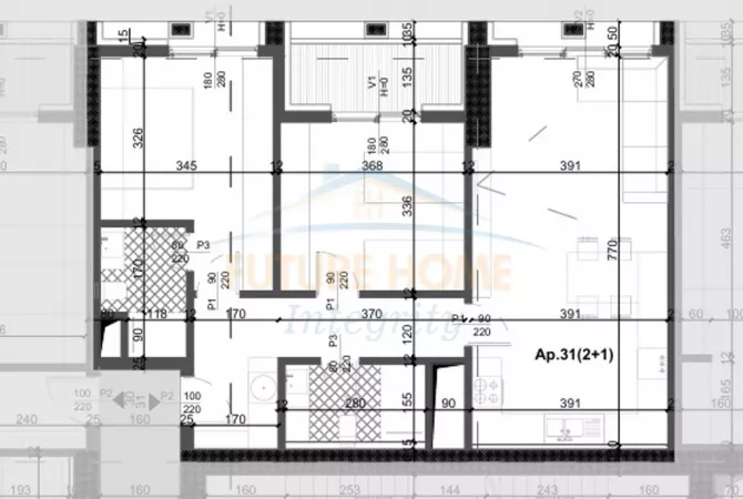 Shtepi ne shitje Apartament ne Tirane, 2+1, Mobilimi Bosh, pa mobiluar, Pagesa 224,800  Euro.