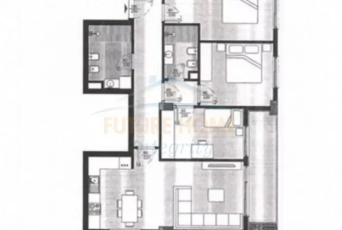 Shtepi ne shitje Apartament ne Tirane, 3+1, Mobilimi Bosh, pa mobiluar, Pagesa 190,148  Euro.