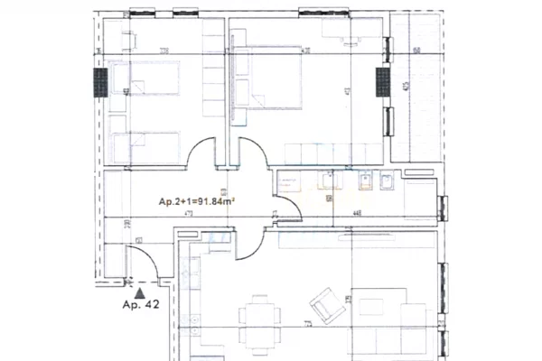 Shtepi ne shitje Apartament ne Tirane, 2+1, Mobilimi Bosh, pa mobiluar, Pagesa 111,300  Euro.
