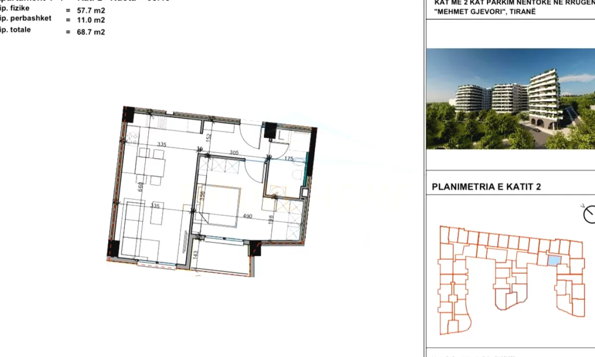 Apartment for sale in Tirana 1+1, Emty