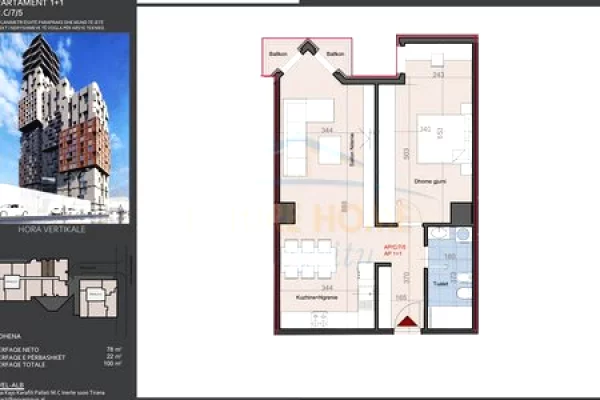 Shtepi ne shitje Apartament ne Tirane, 1+1, Mobilimi Bosh, pa mobiluar, Pagesa 200,000  Euro.