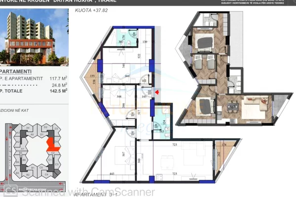Shtepi ne shitje Apartament ne Tirane, 3+1, Mobilimi Bosh, pa mobiluar, Pagesa 228,000  Euro.