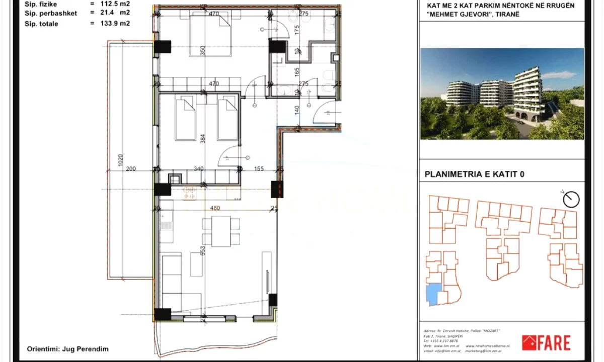 Shtepi ne shitje Apartament ne Tirane, 2+1, Mobilimi Bosh, pa mobiluar, Pagesa 147,290  Euro.