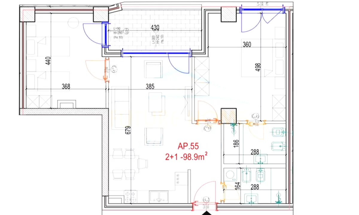Shtepi ne shitje Apartament ne Tirane, 2+1, Mobilimi Bosh, pa mobiluar, Pagesa 245,000  Euro.