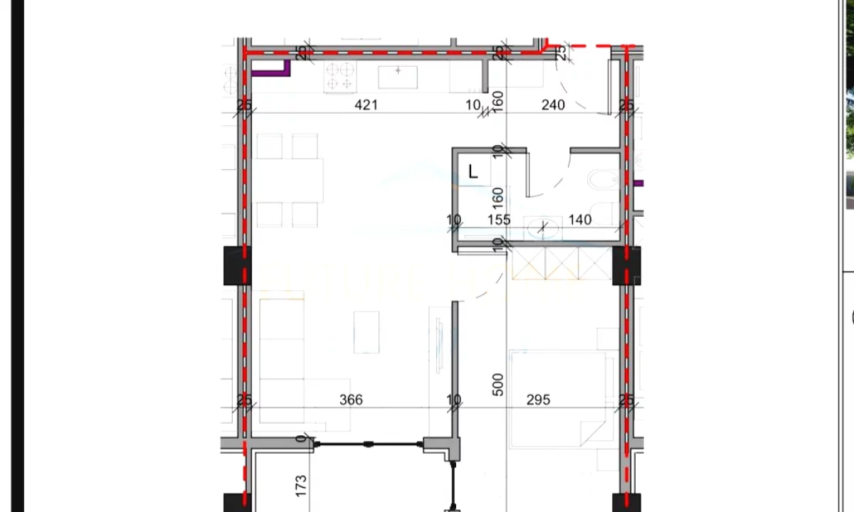 Shtepi ne shitje Apartament ne Tirane, 1+1, Mobilimi Bosh, pa mobiluar, Pagesa 87,840  Euro.
